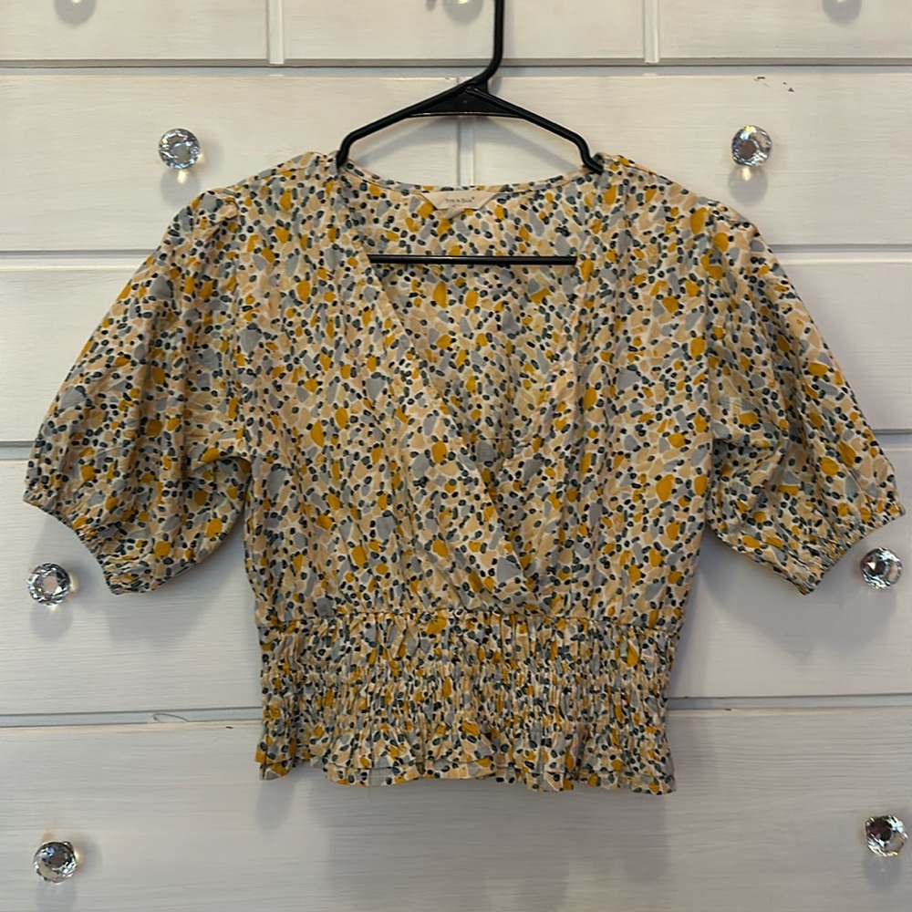 Yellow and blue blouse